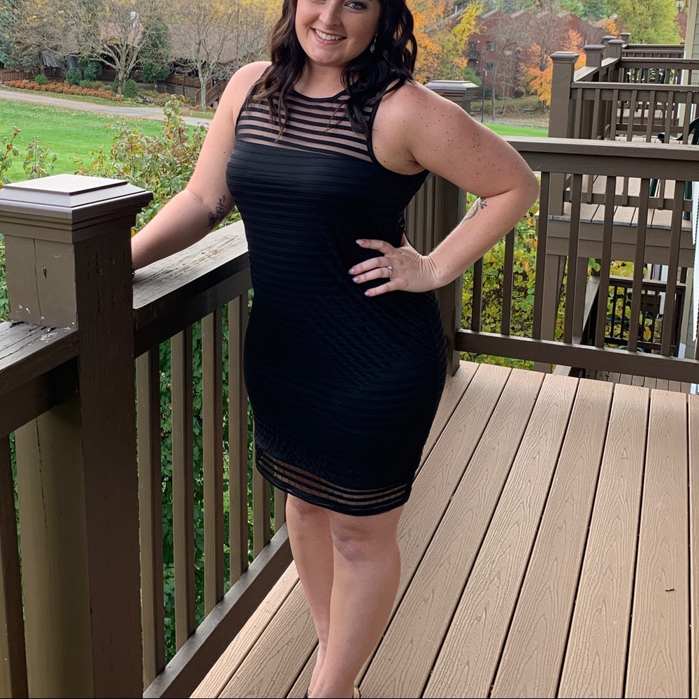Black mesh mini dress
